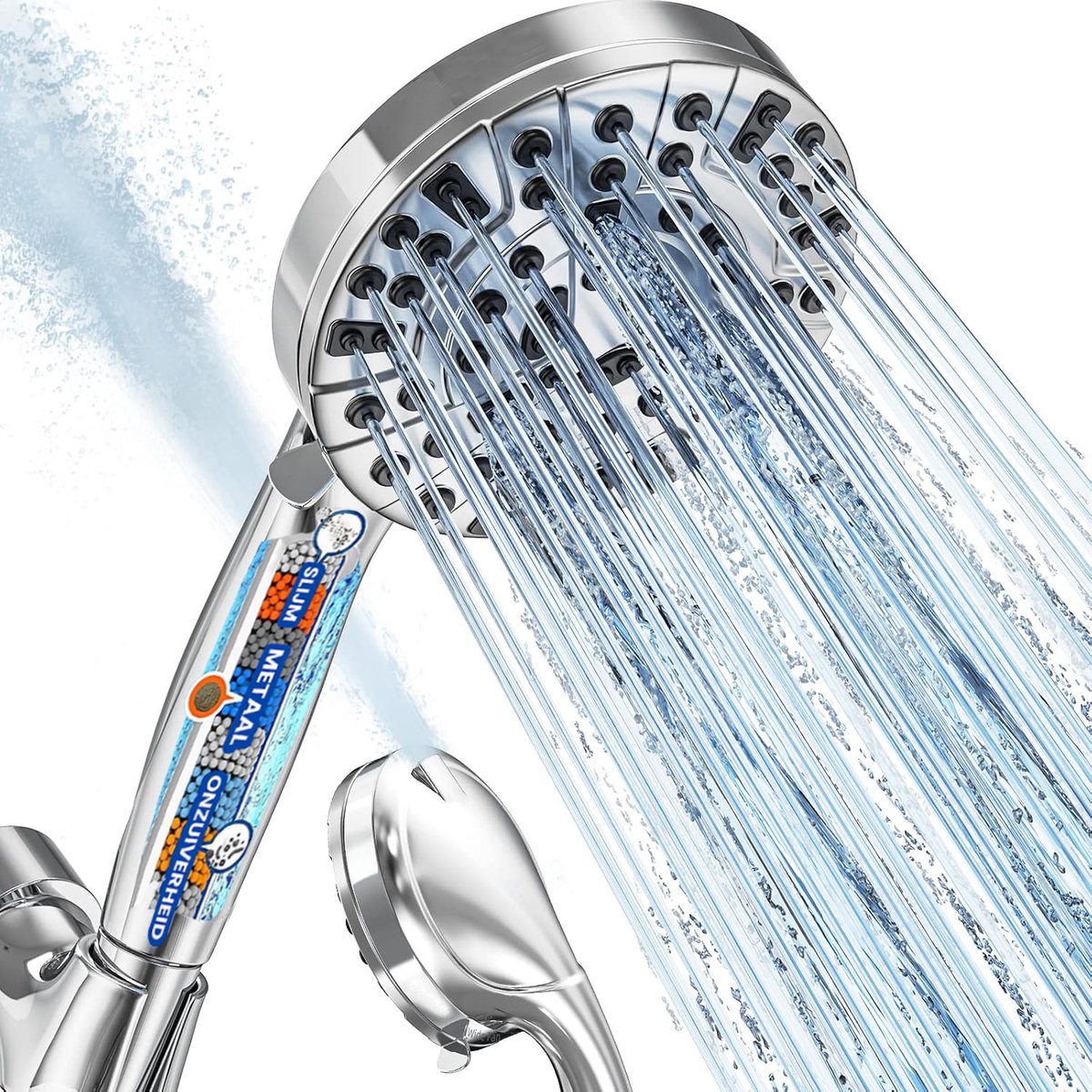 Alcachofa de ducha de alta presión con filtro – 10 modos – ahorro de agua – plata